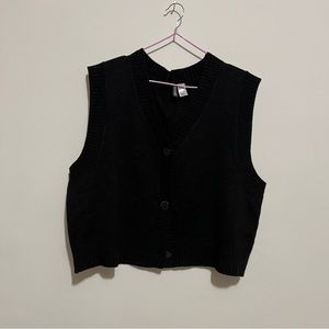 Cropped Sweater Vest Cardigan